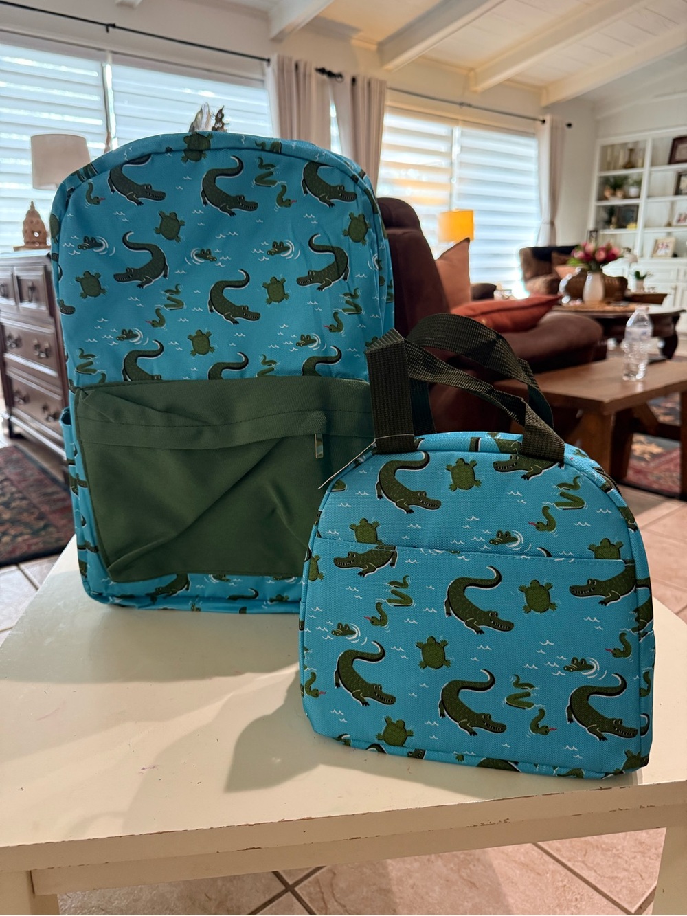 Kids Alligator Backpack & Lunch Bag Matching Set Monogram Ready